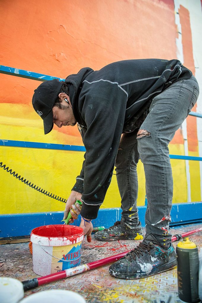 Urban Nation and Stiftung Berliner Leben bring international artists to Reykjavik, Iceland, to paint several murals in collaboration with Iceland Airwaves music festival , in September/October 2015. photo by Nika Kramer